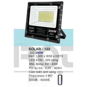 Đèn pha năng lượng mặt trời cảm biến ánh áng SOLAR-122-ASV
