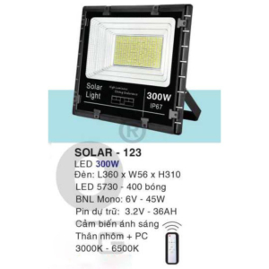 Đèn pha năng lượng mặt trời cảm biến ánh áng SOLAR-123-AST