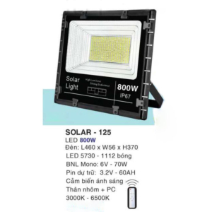 Đèn pha năng lượng mặt trời cảm biến ánh áng SOLAR-125-ASV