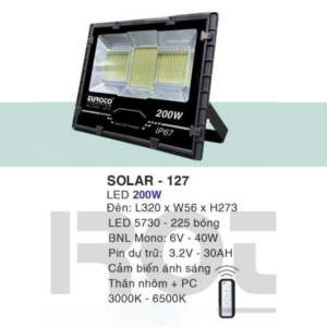 Đèn pha năng lượng mặt trời cảm biến ánh áng SOLAR-127-AST