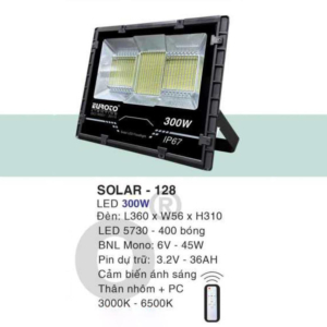 Đèn pha năng lượng mặt trời cảm biến ánh áng SOLAR-128-ASV