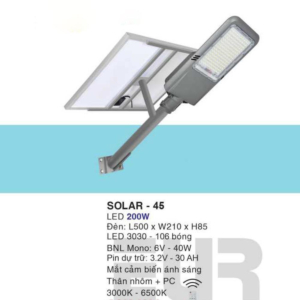 Đèn đường năng lượng mặt trời siêu sáng SOLAR-45-ASV