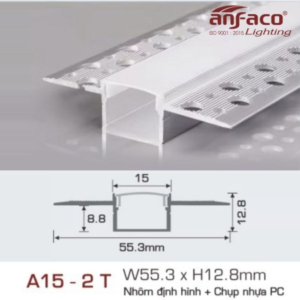 Thanh nhôm đèn LED định hình Bo Viền Cao Cấp A15-2T-1.5M