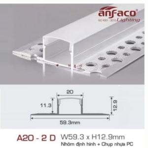 Thanh nhôm đèn LED định hình Bo Viền Cao Cấp A20-2D-1.5M