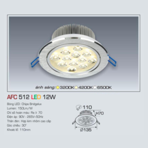 Đèn LED chiếu sáng cao cấp ánh sáng vàng AFC-512-LED-12W-ASV