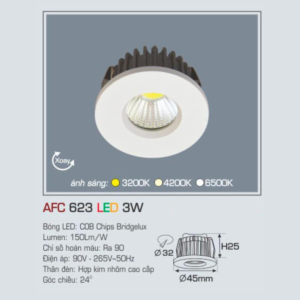 Đèn LED chiếu sáng cao cấp ánh sáng trắng AFC-623-LED-3W-AST