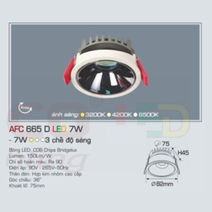 Đèn LED chiếu sáng cao cấp 3 chế độ ánh sáng AFC-665-D-LED-7W-3CD