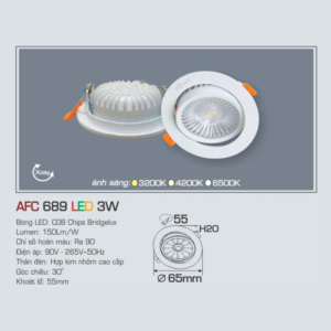 Đèn LED chiếu sáng cao cấp ánh sáng trung tính AFC-689-LED-3W-ASTT