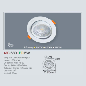 Đèn LED chiếu sáng cao cấp ánh sáng vàng AFC-689-LED-5W-ASV
