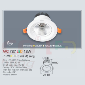 Đèn LED chiếu sáng cao cấp ánh sáng trung tính AFC-727-LED-12W-ASTT
