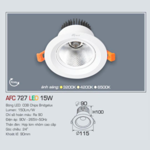 Đèn LED chiếu sáng cao cấp ánh sáng trung tính AFC-727-LED-15W-ASTT