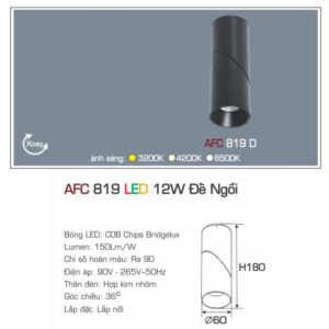 Đèn pha LED tiêu điểm cao cấp ánh sáng trung tính AFC-819-D-LED-12W-ASTT