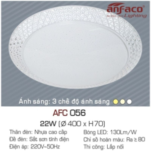 LED ốp trần nhựa cao cấp ánh sáng vàng AFC-056-LED-22W-ASV