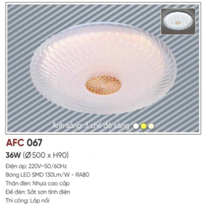 LED ốp trần nhựa cao cấp ánh sáng vàng AFC-067-LED-36W-ASV