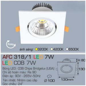 Đèn LED chiếu sáng cao cấp ánh sáng vàng AFC-318/1-LED-7W-ASV