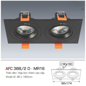Đèn âm trần xoay góc cao cấp AFC-388-D/2-MR16(Không-Bóng)