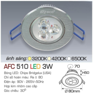 Đèn LED chiếu sáng cao cấp ánh sáng vàng AFC-510-LED-3W-ASV