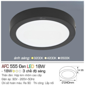 Panel LED ốp trần nổi cao cấp ánh sáng vàng AFC-555-D-LED-18W-ASV