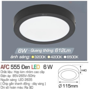 Panel LED ốp trần nổi cao cấp ánh sáng trung tính AFC-555-D-LED-6W-ASTT