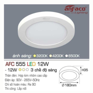 Panel LED ốp trần nổi cao cấp 3 chế độ sáng AFC-555-T-LED-12W-3CD