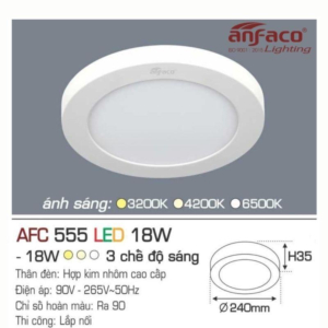 Panel LED ốp trần nổi cao cấp ánh sáng trung tính AFC-555-T-LED-18W-ASTT