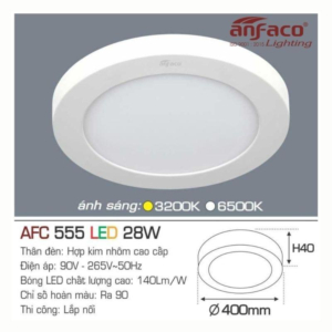 Panel LED ốp trần nổi cao cấp ánh sáng trắng AFC-555-T-LED-28W-AST