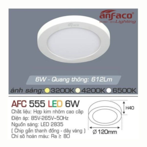 Panel LED ốp trần nổi cao cấp ánh sáng trắng AFC-555-T-LED-6W-AST