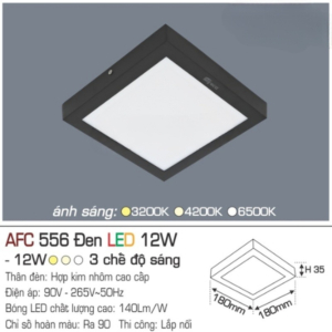 Panel LED ốp trần nổi cao cấp ánh sáng trung tính AFC-556-D-LED-12W-ASTT