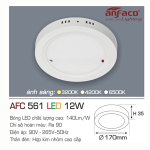 Panel LED ốp trần nổi cao cấp ánh sáng vàng AFC-561-LED-12W-ASV