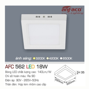 Panel LED ốp trần nổi cao cấp ánh sáng trung tính AFC-562-LED-18W-ASTT