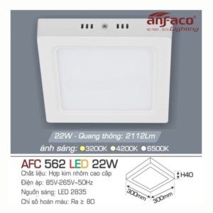 Panel LED ốp trần nổi cao cấp ánh sáng trung tính AFC-562-LED-22W-ASTT