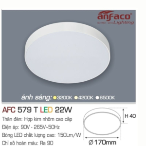 Panel LED ốp trần nổi cao cấp ánh sáng trắng AFC-579-T-LED-22W-AST