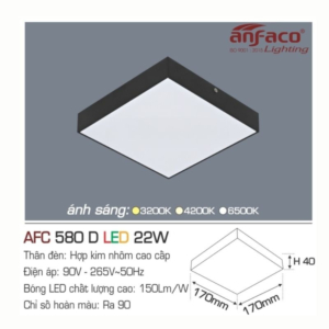 Panel LED ốp trần nổi cao cấp ánh sáng vàng AFC-580-D-LED-22W-ASV