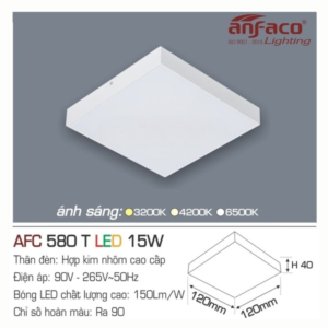 Panel LED ốp trần nổi cao cấp ánh sáng vàng AFC-580-T-LED-15W-ASV