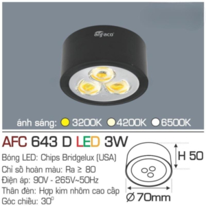 Đèn LED nổi cao cấp ánh sáng vàng AFC-643-D-LED-3W-ASV