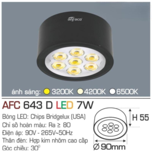 Đèn LED nổi cao cấp ánh sáng vàng AFC-643-D-LED-7W-ASV