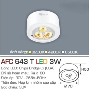 Đèn LED nổi cao cấp ánh sáng trung tính AFC-643-T-LED-3W-ASTT