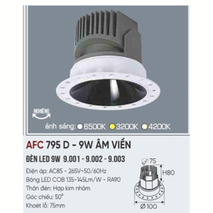 Đèn LED chiếu sáng cao cấp AFC-795-D-9W-ÂM-VIỀN-ASTT