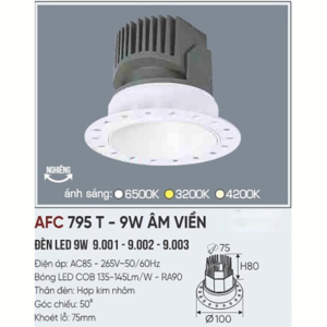 Đèn LED chiếu sáng cao cấp AFC-795-T-9W-ÂM-VIỀN-AST
