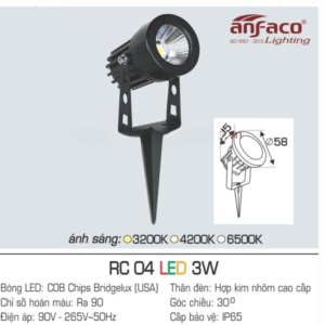 Đèn LED cắm cỏ cao cấp ánh sáng trắng RC-04-LED-3W-AST