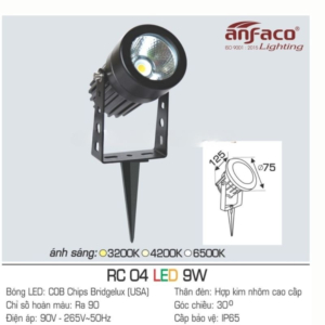 Đèn LED cắm cỏ cao cấp ánh sáng trung tính RC-04-LED-9W-ASTT