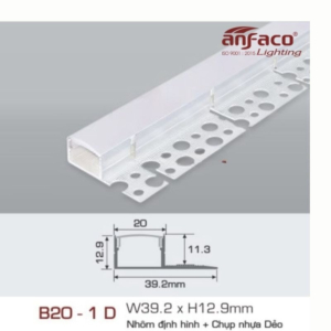 Thanh nhôm LED uốn cong âm viền B20-1D-1.5M