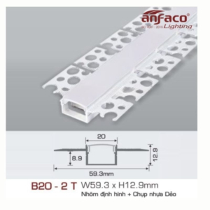 Thanh nhôm LED uốn cong âm viền B20-2T-1.5M