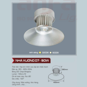 Đèn LED Nhà Xưởng Highbay ánh sáng trắng NX-07-LED-50W-AST