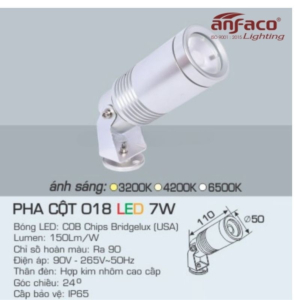 Đèn LED pha cao cấp ánh sáng vàng PHA-CỘT-018-LED-7W-ASV