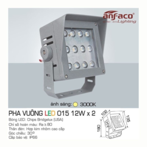 Đèn pha vuông LED cao cấp ánh sáng vàng AFC-015-LED-12Wx2