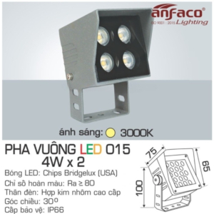 Đèn pha vuông LED cao cấp ánh sáng vàng AFC-015-LED-4Wx2