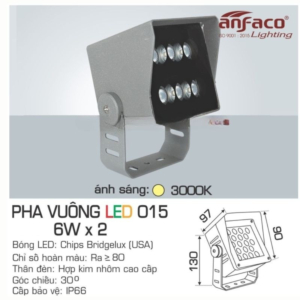 Đèn pha vuông LED cao cấp ánh sáng vàng AFC-015-LED-6Wx2