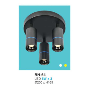 Đèn rọi màu Đen 3 bóng ánh sáng Vàng RN-64-ASV