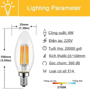 Bóng đèn Led trang trí E14 ánh sáng vàng DSYC35-E14